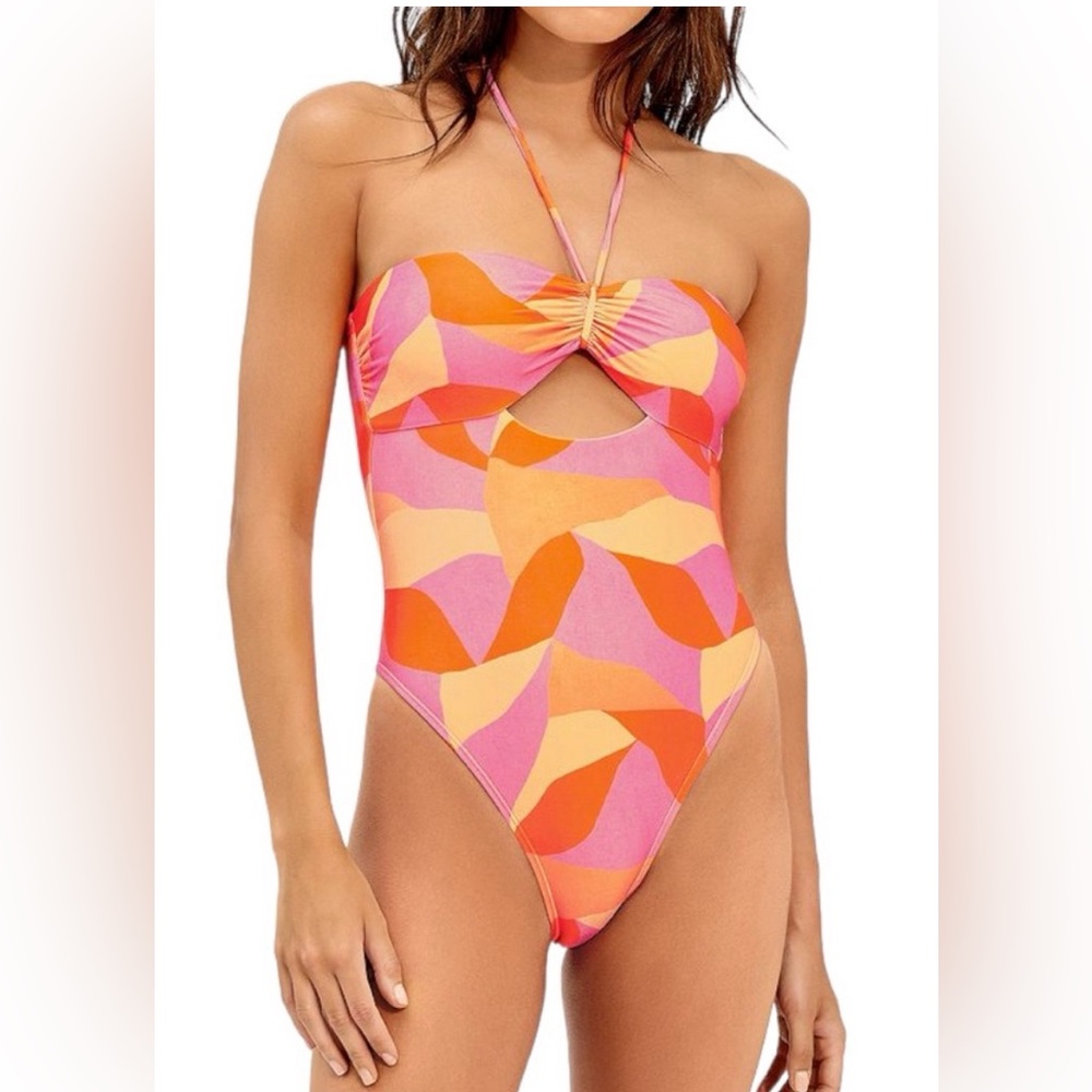 New ViX Paula Hermanny Martinica Polly Cutout Bandeau One Piece Swimsuit Size S
